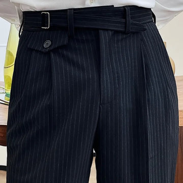 Men's Fashion Fall Stripe Straight Men Clothes Office Trousers Luxury High Waist Casual Pants Korean Versatile Slim Long Pants aidase-shop